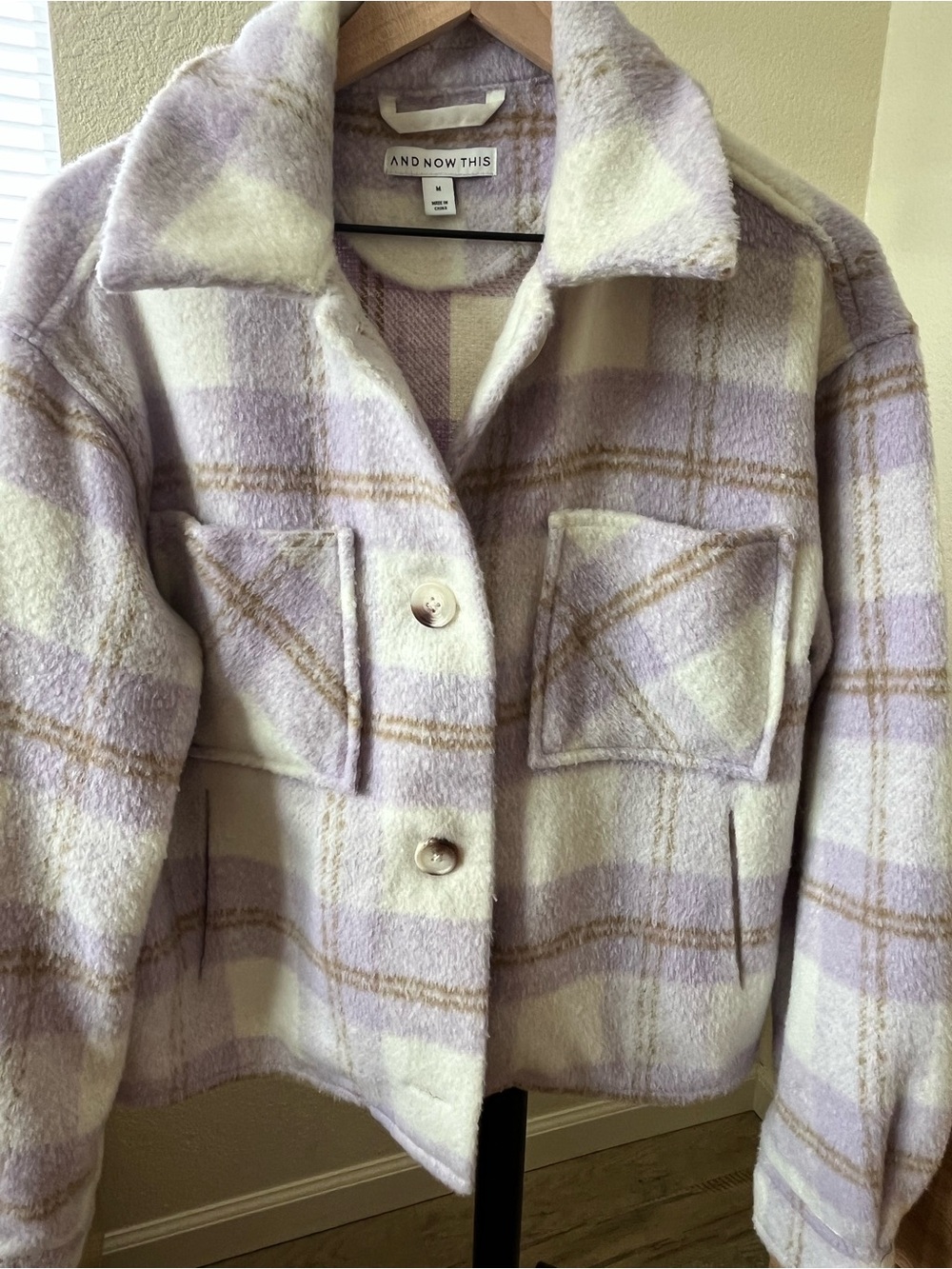 And Now This Lavender Plaid Teddy Jacket